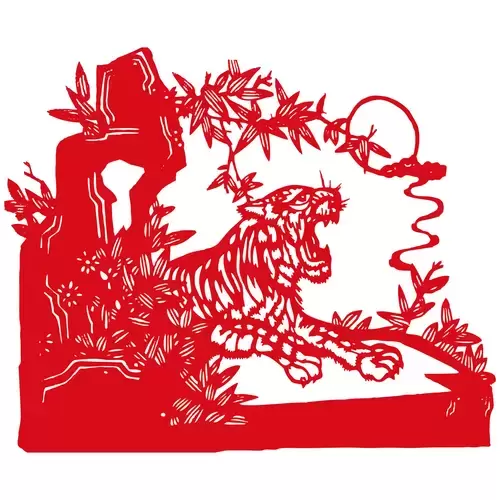 窗花-虎年剪紙矢量圖片