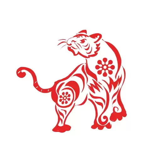 窗花-虎年剪紙矢量圖片