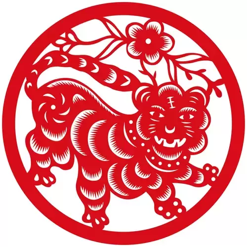 窗花-虎年剪紙矢量圖片