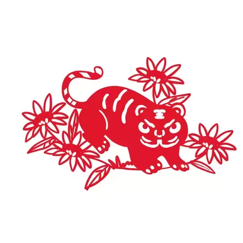 窗花-虎年剪紙矢量圖片