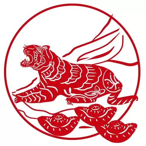 窗花-虎年剪紙矢量圖片