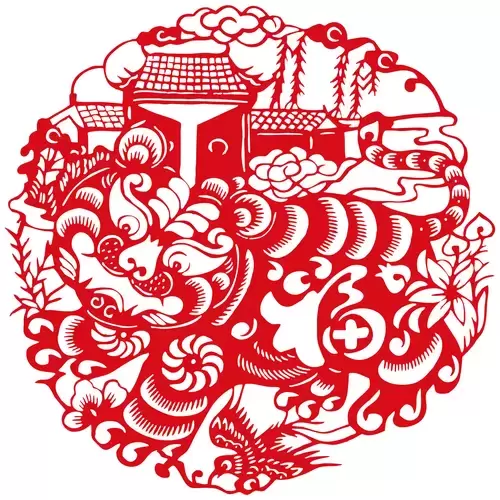 窗花-虎年剪紙矢量圖片
