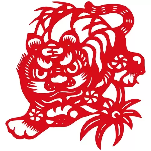 窗花-虎年剪紙矢量圖片