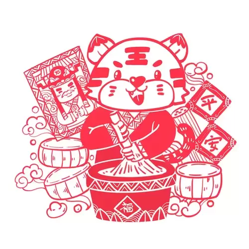 窗花-虎年剪紙矢量圖片