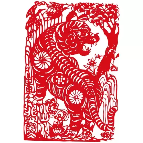 窗花-虎年剪紙矢量圖片