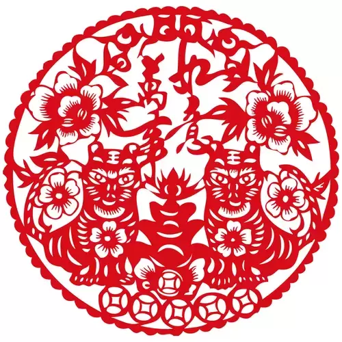 窗花-虎年剪紙矢量圖片