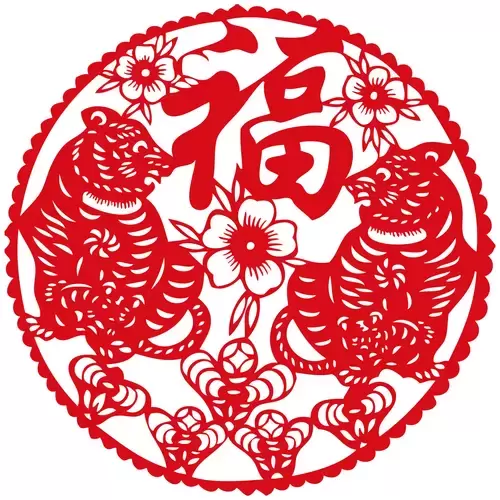 窗花-虎年剪紙矢量圖片