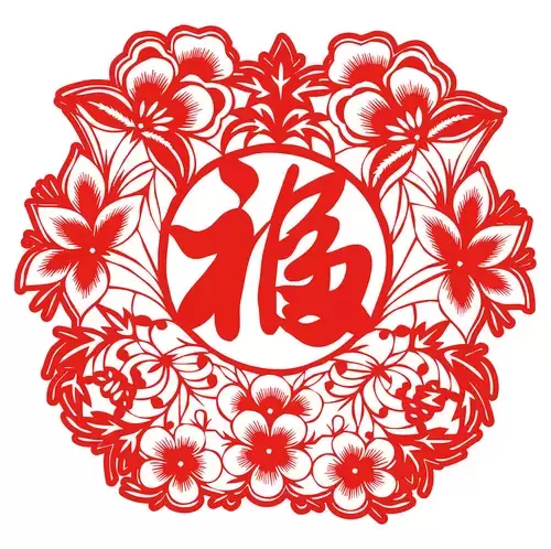 漢字-福剪紙矢量圖片