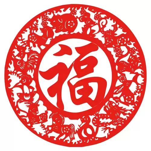 漢字-福剪紙矢量圖片