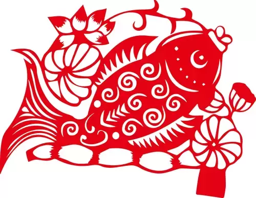 窗花--鯉魚剪紙矢量圖片
