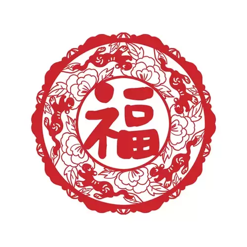 窗花-虎年剪紙矢量圖片