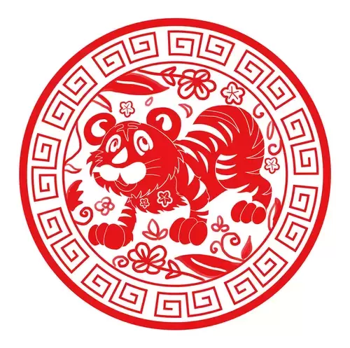 窗花-虎年剪紙矢量圖片