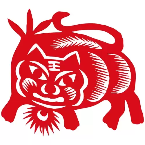 窗花-虎年剪紙矢量圖片
