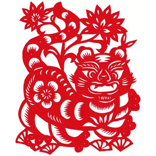窗花-虎年剪紙矢量圖片