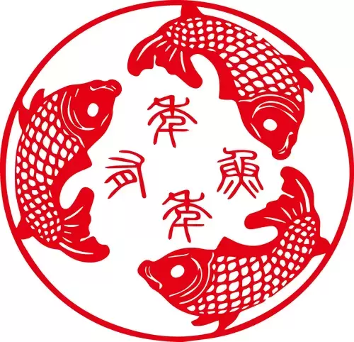 窗花--鯉魚剪紙矢量圖片