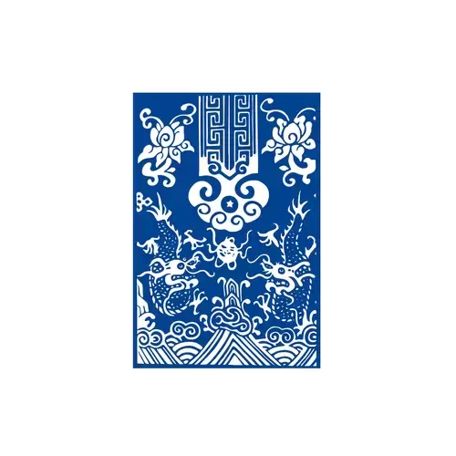 青花瓷圖案-龍插圖素材