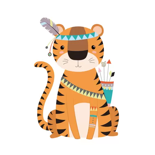 森林動物-老虎插圖