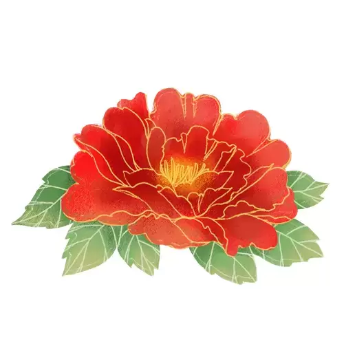 紅牡丹花插圖素材