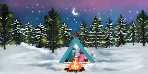 情人節-帳篷下的溫馨時光插圖素材