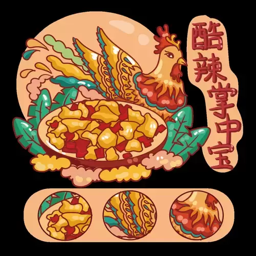 中華美食-酸辣掌中寶插圖素材