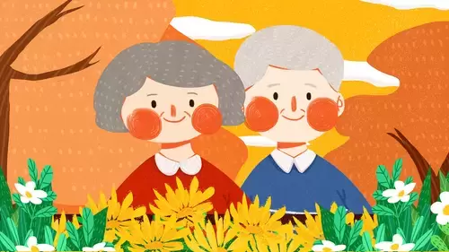 重陽節-可愛的爺爺奶奶插圖