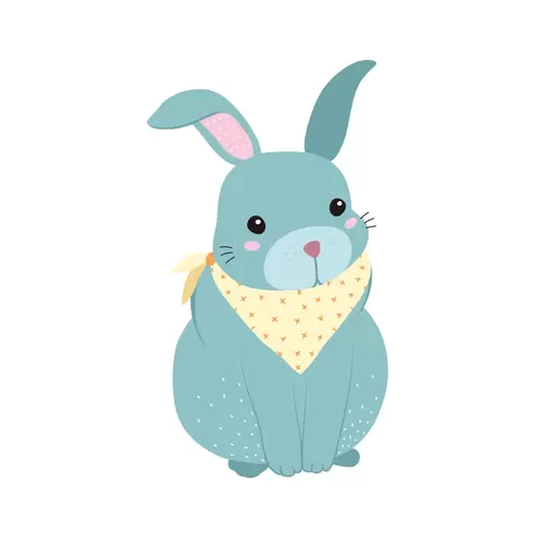 森林動物-藍色兔子插圖素材