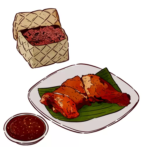 泰國菜-烤雞糯米飯插圖