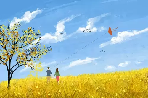 情人節-放風箏的男女插圖素材