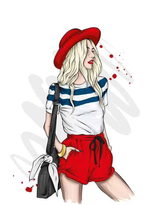 歐美時尚女性插圖