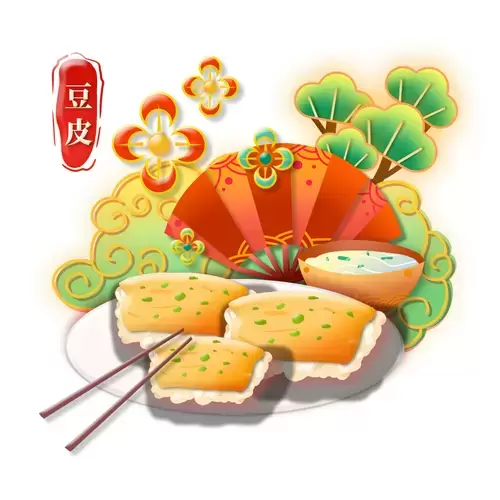 中華美食-豆皮插圖