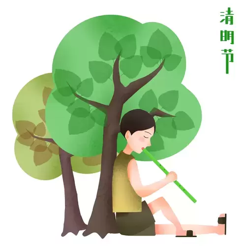 清明節-寂寞的小伙子插圖素材