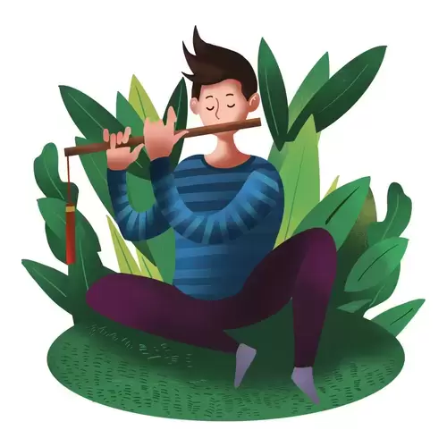 清明節-吹笛子的男人插圖