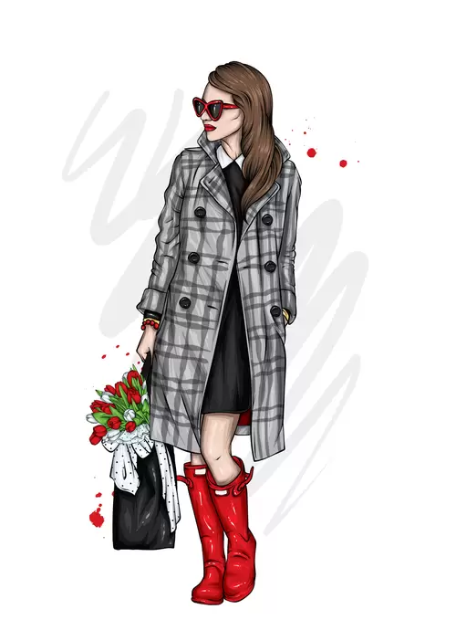 歐美時尚女性插圖