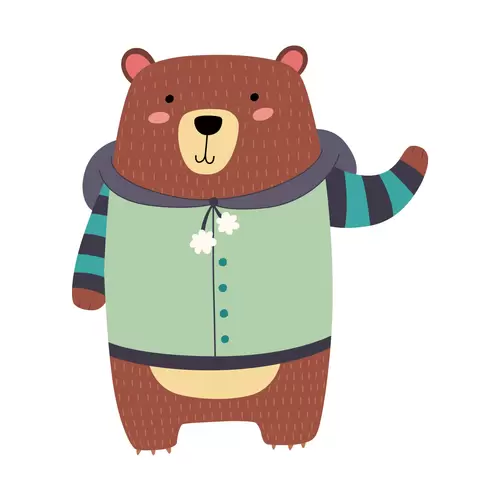 森林動物-穿外套的熊插圖素材