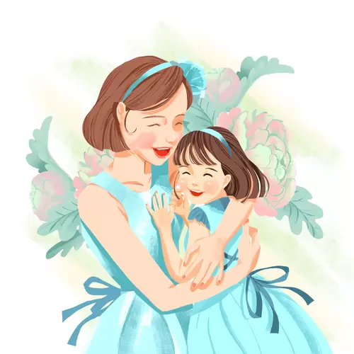 親子家庭插圖-母親節-快樂童年插圖