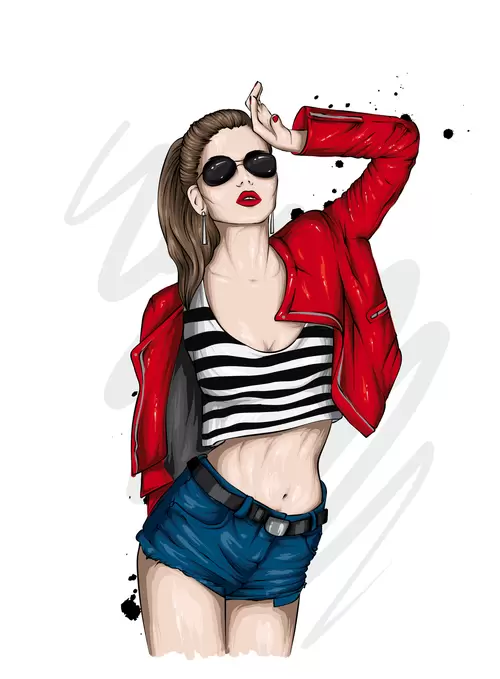 歐美時尚女性插圖