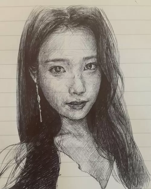 漂亮女孩-素描插圖