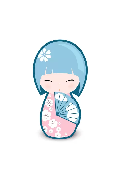 和服娃娃-Q版-女孩插圖