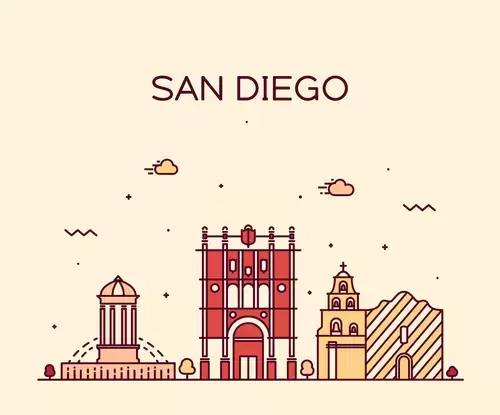 全球城市印象-聖地亞哥插圖素材