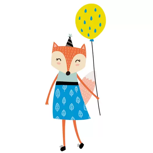 森林動物-人形氣球狐狸插圖