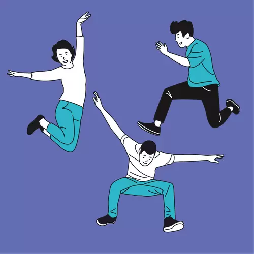 男生女生-卡通形象-姿勢插圖