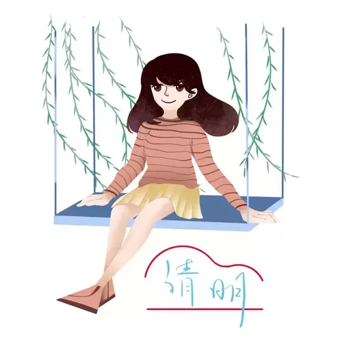 清明節-鞦韆少女插圖素材