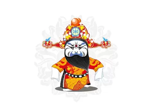 京劇臉譜-董卓-呂布與貂蟬-盤身大龍蟒插圖