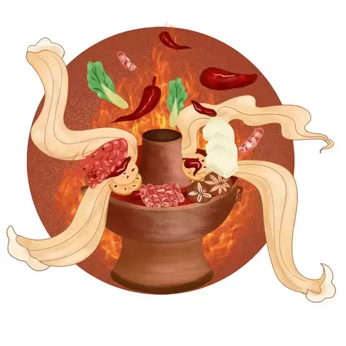 中華美食-火鍋插圖素材