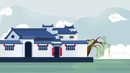 中國古建-中國傳統民居建築插圖素材