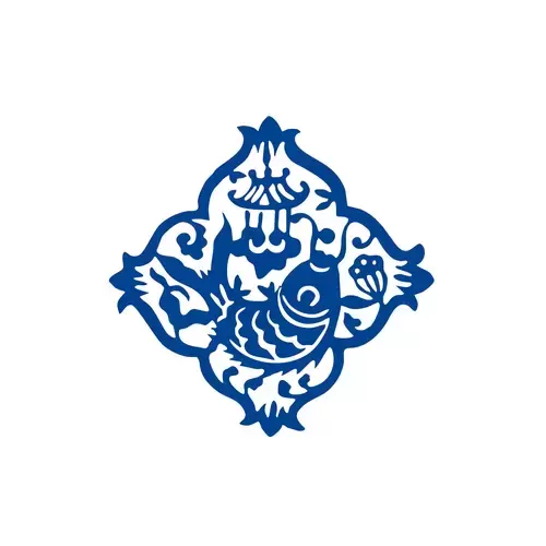 青花瓷圖案-鯉魚插圖素材