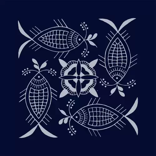 蠟染圖案-魚插圖