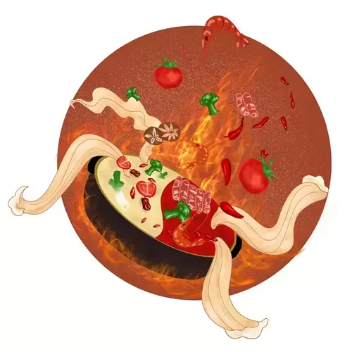 中華美食-鴛鴦火鍋插圖素材