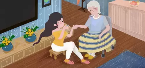 重陽節-給奶奶剪指甲的孫女插圖