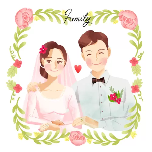 親子家庭插圖-浪漫-結婚插圖